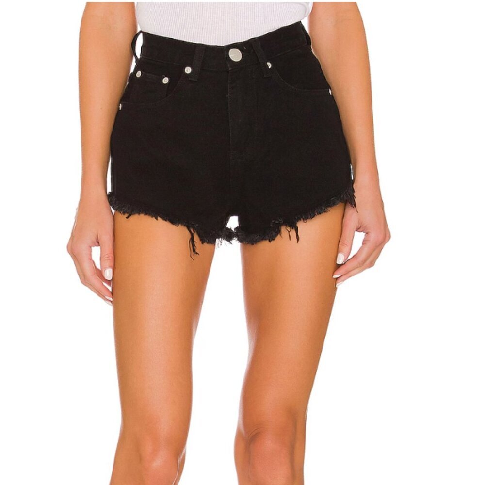 SUPERDOWN LORI DENIM SHORTS WASHED BLACK SIZE 28